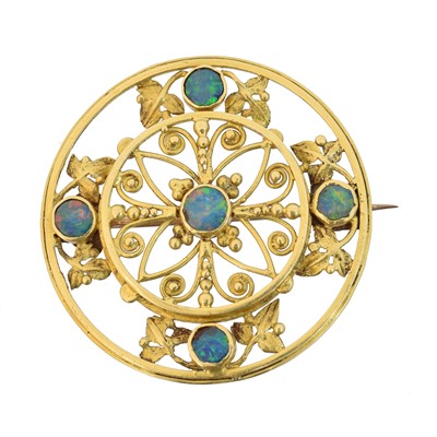 Lot 14 - An Arts & Crafts style opal brooch