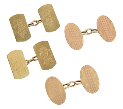 Lot 28 - Two pairs of 9ct gold cufflinks