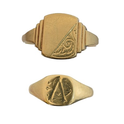 Lot 23 - Two 9ct gold signet rings