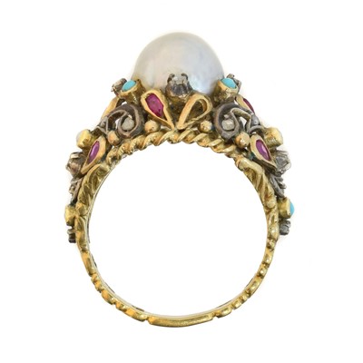 Lot 126 - A gold and silver baroque pearl dress ring