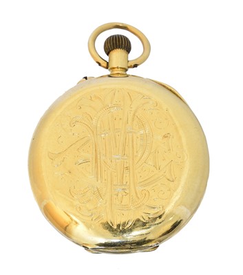Lot 188 - An 18ct gold half hunter fob watch