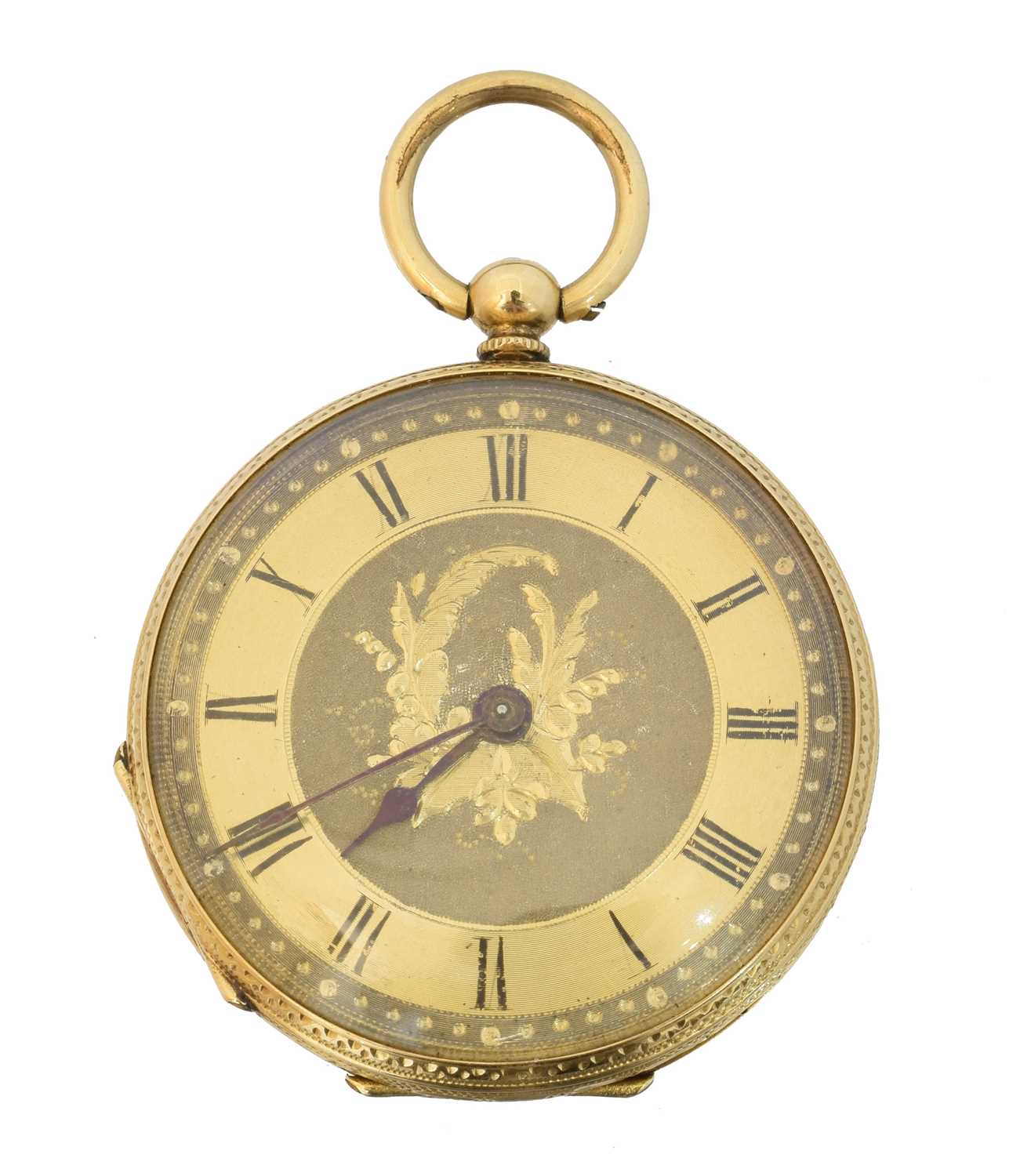 Lot 185 - An 18ct gold fob watch,