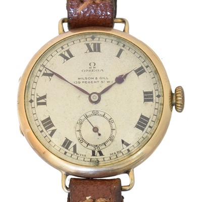 Lot 169 - A 1920s 9ct gold Omega wristwatch