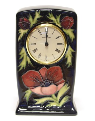 Lot 52 - Moorcroft Anemone pattern mantel clock