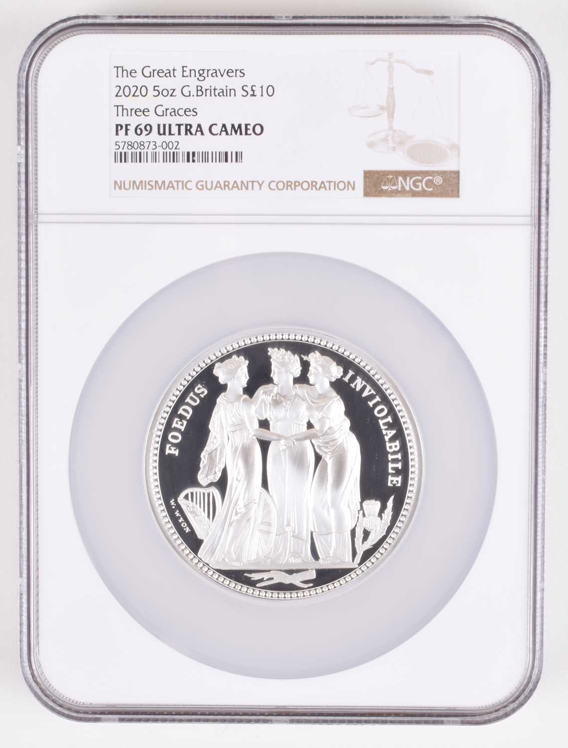 Lot 1 - 2020 Royal Mint, UK Five-Ounce Silver Proof Coin, Great Engravers II - The Three Graces.