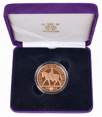 Lot 2 - 2002 Royal Mint, Gold Proof Five Pounds (Crown), Golden Jubilee commemorative.