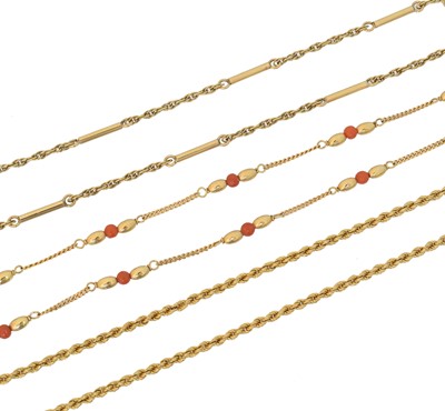 Lot 95 - Three 9ct gold chain necklaces