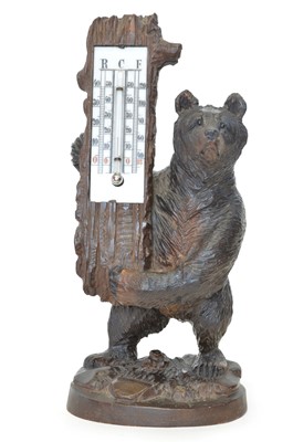 Lot 165 - Black Forest Carved Bear Thermometer