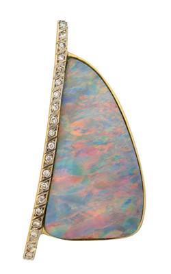 Lot 72 - An opal and diamond pendant