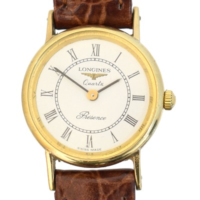 Lot 167 - A 9ct gold Longines 'Presence' wristwatch