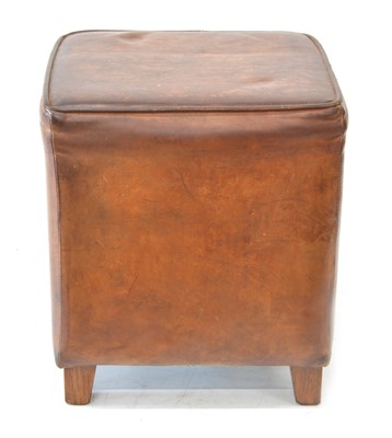 Lot 205 - Contemporary brown leather stool in the style of Timothy Oulton
