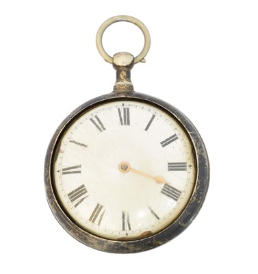 Lot 183 - An early 19th century silver pair cased pocket watch by J. M. French, Royal Exchange, London