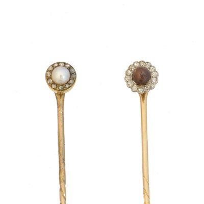 Lot 29 - Two pearl and diamond stickpins
