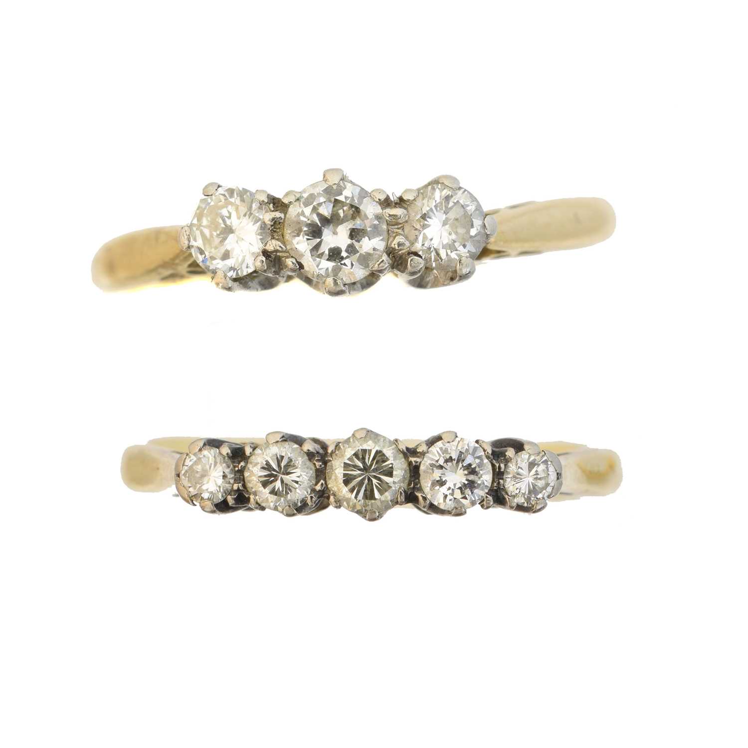 Lot 105 - Two diamond dress rings