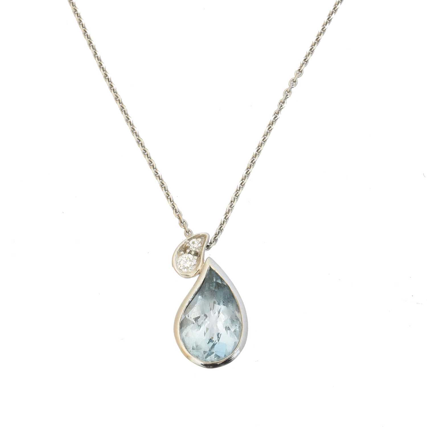 Lot 67 - An 18ct gold aquamarine and diamond 'drop' necklace by Boodles
