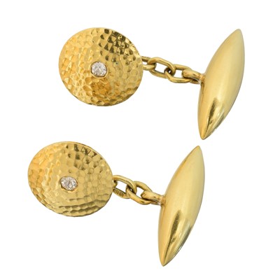 Lot 50 - A pair of early 20th century 18ct gold diamond cufflinks