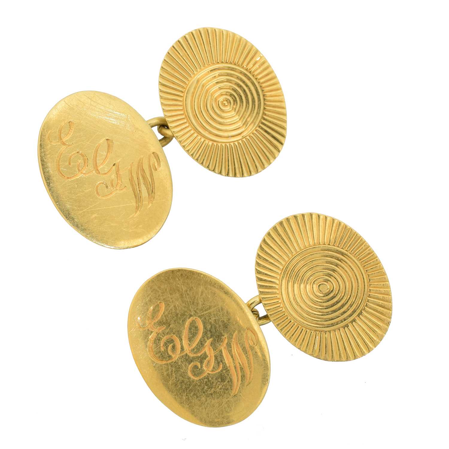 Lot 48 - A pair of 18ct gold cufflinks by Cropp & Farr