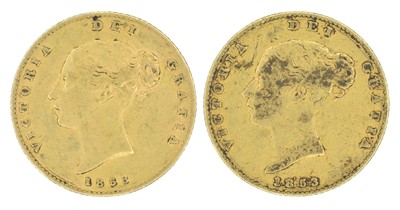 Lot 41 - Two Queen Victoria, Half-Sovereigns, 1853 (2).