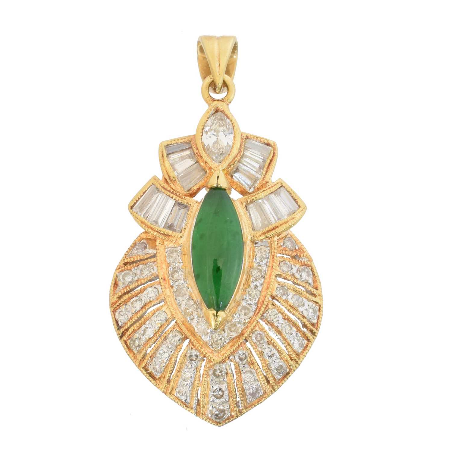 Lot 71 - A jade and diamond pendant