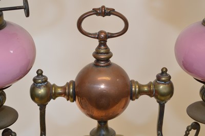 Lot 221 - Victorian two-branch oil lamp