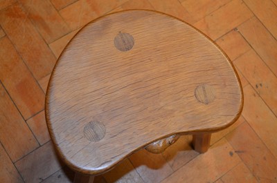 Lot 84 - Two Mouseman Kidney shaped Calf Stools