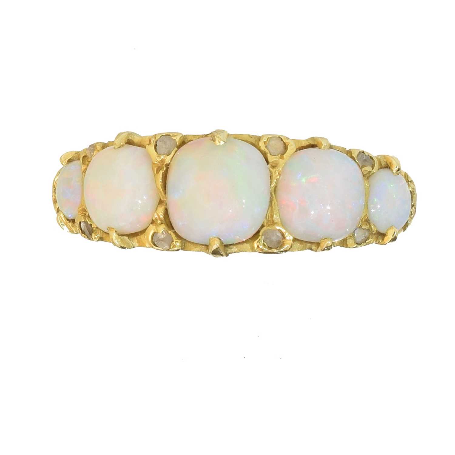 Lot A late Victorian 18ct gold opal and diamond dress ring