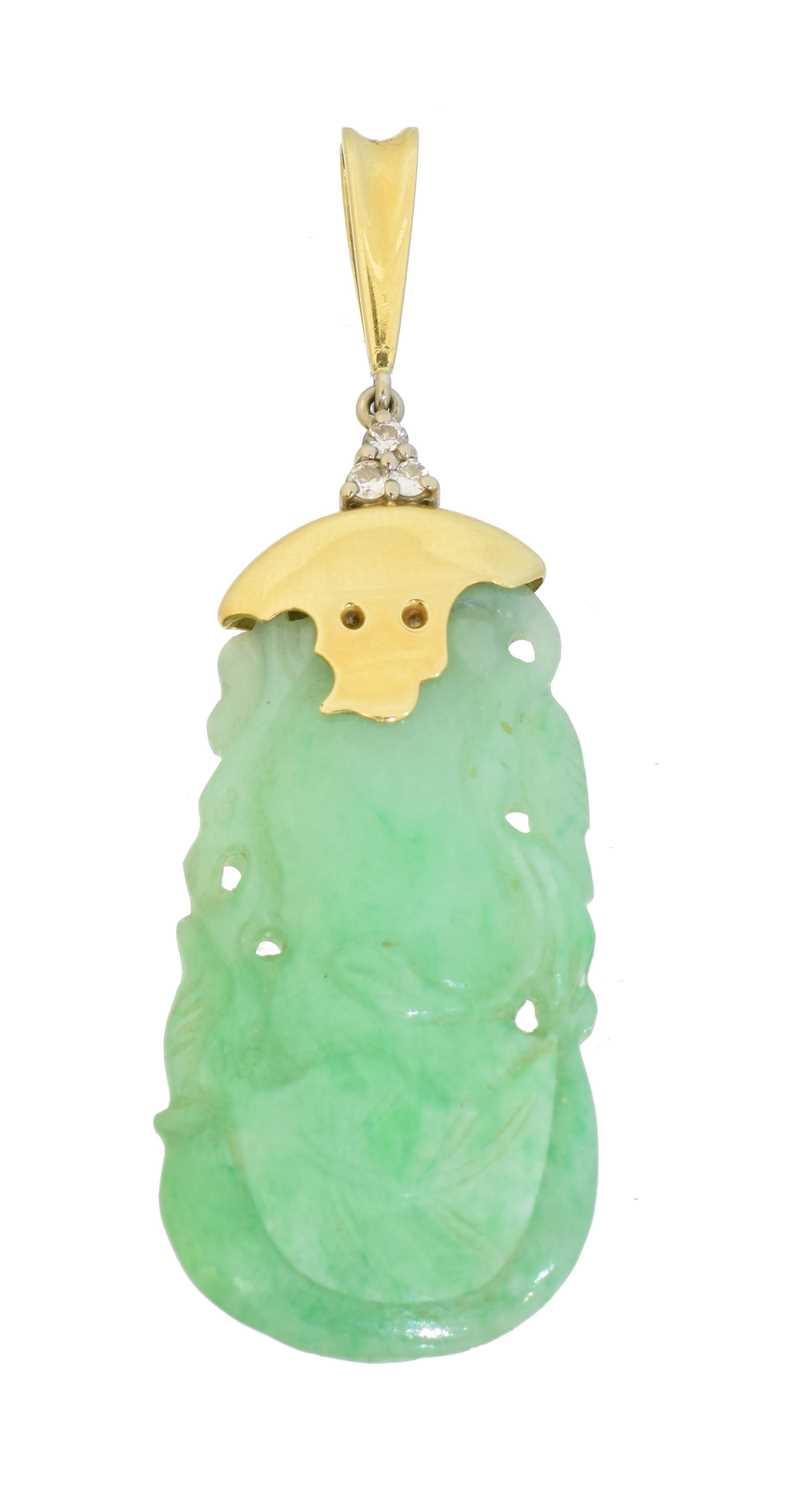 Lot A jade and diamond pendant