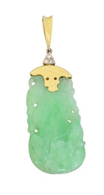 Lot 73 - A jade and diamond pendant