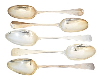 Lot 106 - A selection of George III and later silver tablespoons