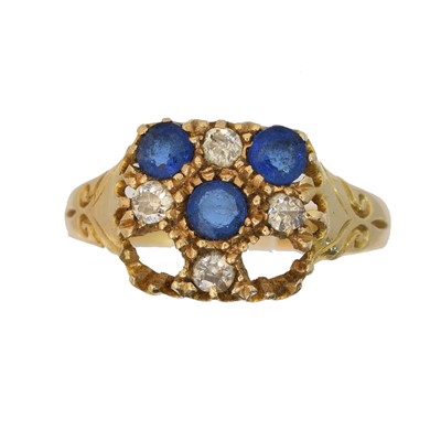 Lot 54 - An early 20th century 18ct gold blue paste and diamond cluster ring