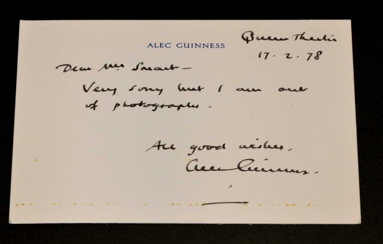 Lot 24 - Alec Guinness autographed card