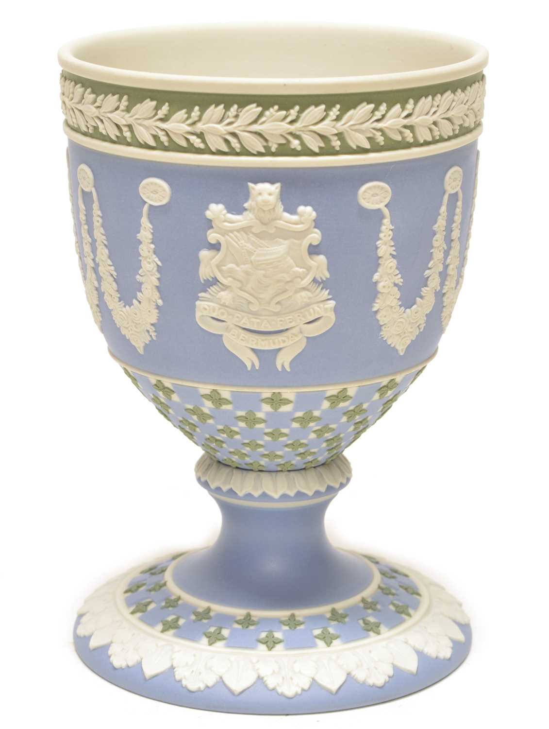 Lot 210 - Wedgwood diced tri-colour jasperware goblet