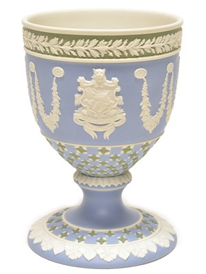 Lot 210 - Wedgwood diced tri-colour jasperware goblet