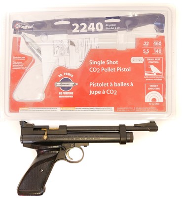 Lot 74 - Crossman 2240 .22 CO2 Air Pistol with packaging and one CO2 canister
