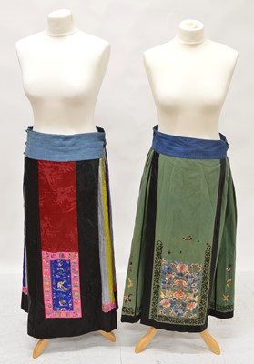Lot 175 - Two early 20th Century Chinese Damask pleated skirts