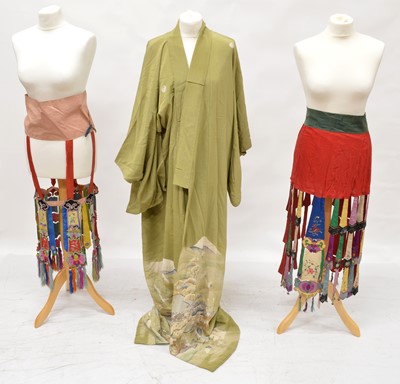 Lot 176 - Two Chinese Ribbon Skirts and a Robe