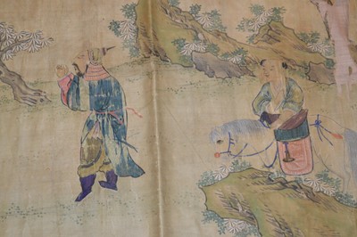 Lot 183 - Two Chinese scroll paintings on silk