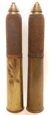 Lot 289 - Two inert British 18 pounder shells, the with fired head and fuse, the cartridge case dated 1918 and stamped Blank.