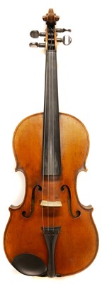 Lot 64 - German violin in Rushworths case with two bows