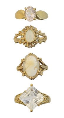 Lot 171 - Four 9ct gold vari-gem dress rings