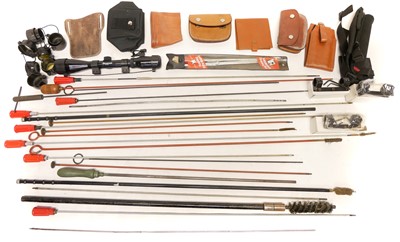 Lot 213 - Collection of shooting accessories and cleaning rods