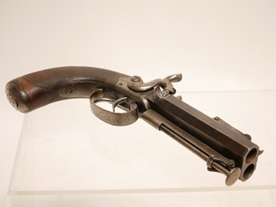 Lot 2 - Atkinson of Lancaster double barrel pistol with bayonet