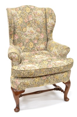 Lot George III Upholstered Wing Back Armchair