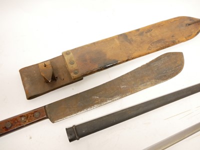 Lot 448 - Gras bayonet and scabbard, Chassepot bayonet and a Machette and sheath