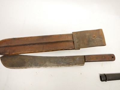 Lot 448 - Gras bayonet and scabbard, Chassepot bayonet and a Machette and sheath