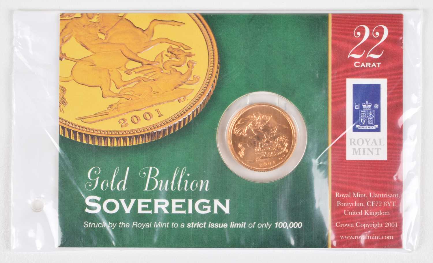 Lot 67 - Elizabeth II, Gold Bullion Sovereign, 2001, Royal Mint.
