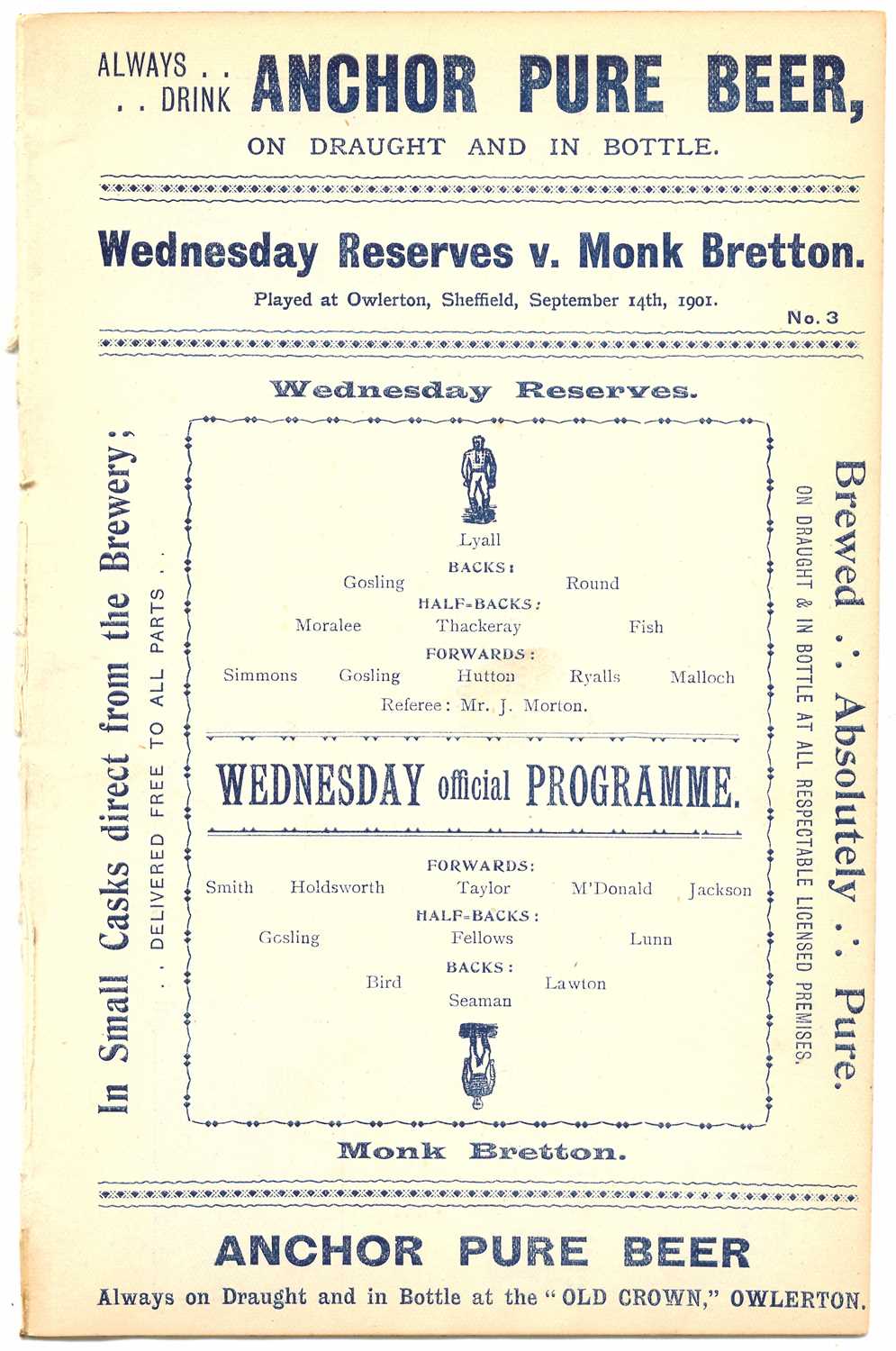 Lot 147 - Sheffield Wednesday Reserves v Monk Bretton