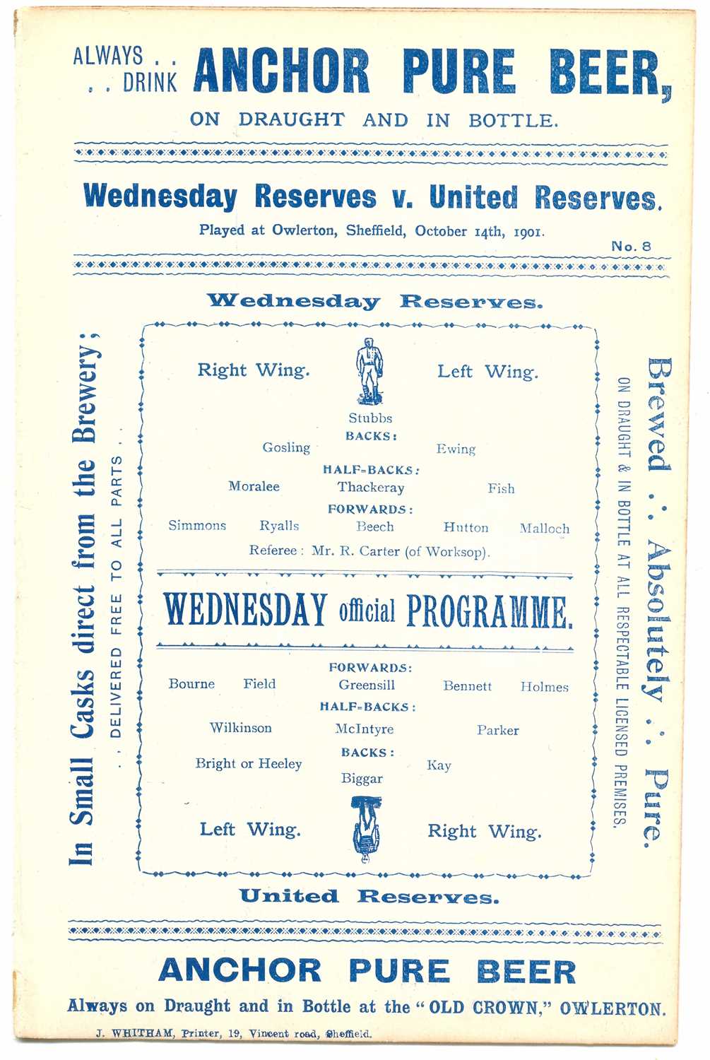 Lot 148 - Sheffield Wednesday Reserves v Sheffield United Reserves