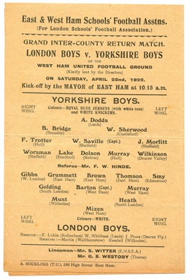 Lot 118 - London Boys v Yorkshire Boys