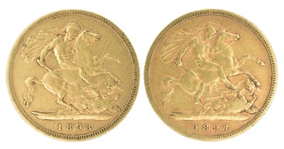 Lot 181 - Two Queen Victoria, Half-Sovereigns, 1893 and 1894 (2).